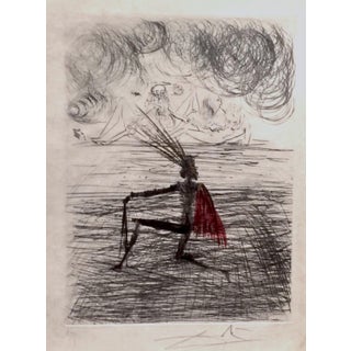 Dali Faust Chevalier a Genou Hand Signed Etching Dali Archives Certified For Sale