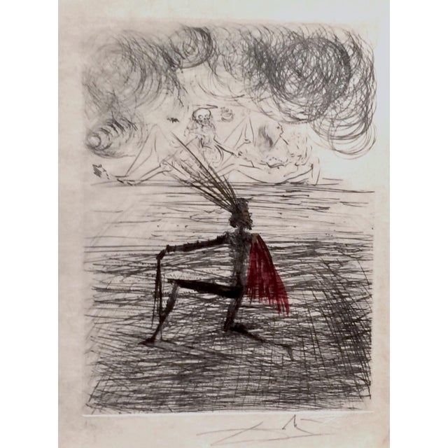 Dali Faust Chevalier a Genou Hand Signed Etching Dali Archives Certified For Sale