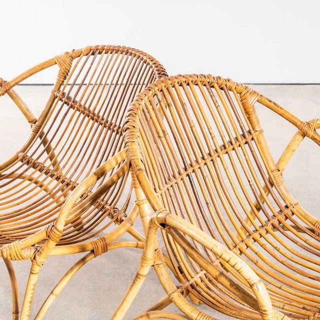 1960s Rattan Armchairs with Handles, 1960s, Set of 2 For Sale - Image 5 of 10