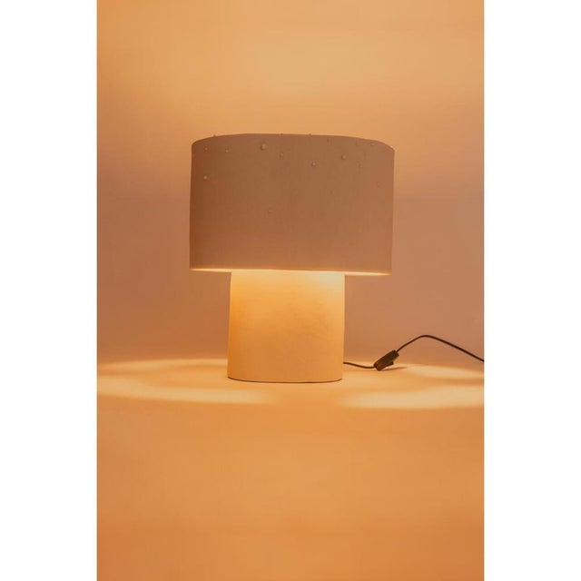 Ceramic Beige Medium Table Lamp in Stoneware with Drops Effect Glaze by Lucas Huillet For Sale - Image 7 of 17