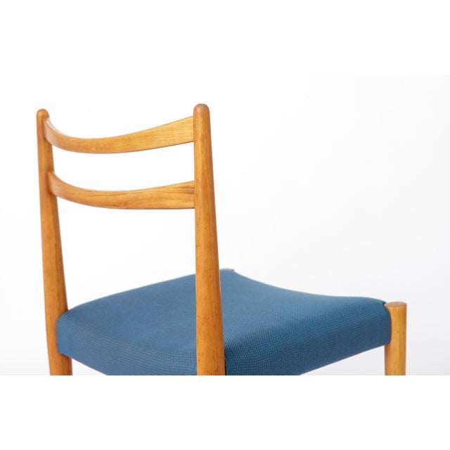 Mid-Century Modern Dining Chair in Beech with Blue Upholstered Seat by Lübke , Germany 1970s For Sale - Image 9 of 12