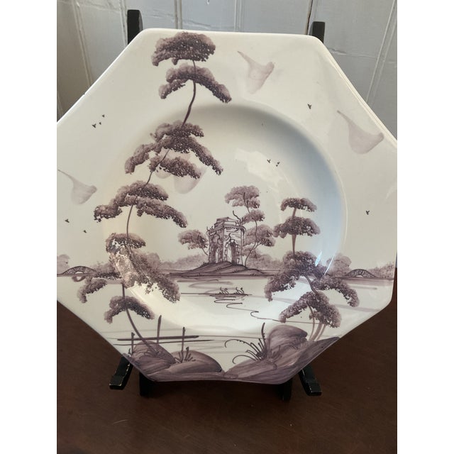 English Isis Salad, Dessert or Appetizer Plates, 8” Hand Painted Ceramic - Set of 8 For Sale - Image 3 of 12