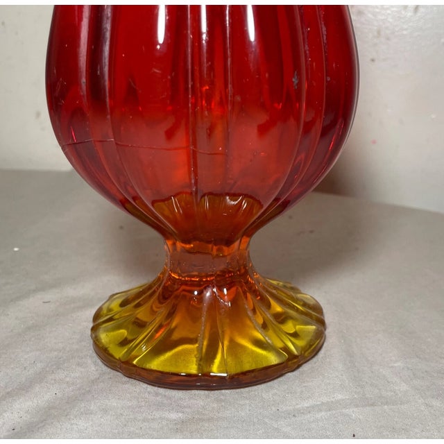 Vintage Large Mid Century Modern Red Orange and Yellow Swung Vase Tall 21 Inch For Sale - Image 10 of 10