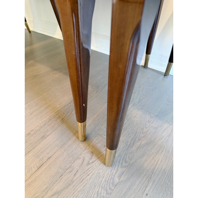 Set of 10 Lorin Marsh Art Deco Tuxedo Dining Chairs in High-Gloss Mahogany & Brass For Sale - Image 16 of 18