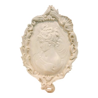 Oversized Large French Baroque Cameo Wall Plaque Portrait Relief in Antique White For Sale