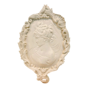 Oversized Large French Baroque Cameo Wall Plaque Portrait Relief in Antique White