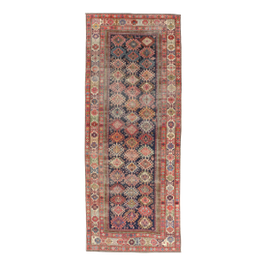 Antique Caucasian Shirvan Gallery Rug With Geometric Diamond Design 4'6 X 12'0