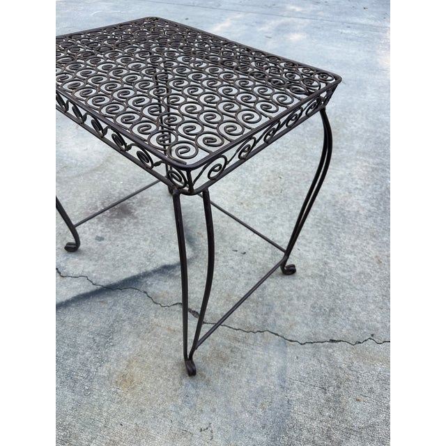 1970s Metal Spiral Side Tables in the Style of Salterini - Set of 2 For Sale In Atlanta - Image 6 of 8