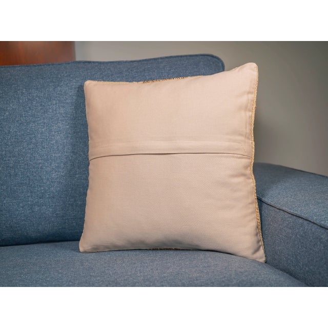 Textile Woven Hemp Accent Pillow, Ivory Cream Bold Brown Stripe Cushion, Handwoven Turkish Pillow With Insert, 16x16 In For Sale - Image 7 of 9