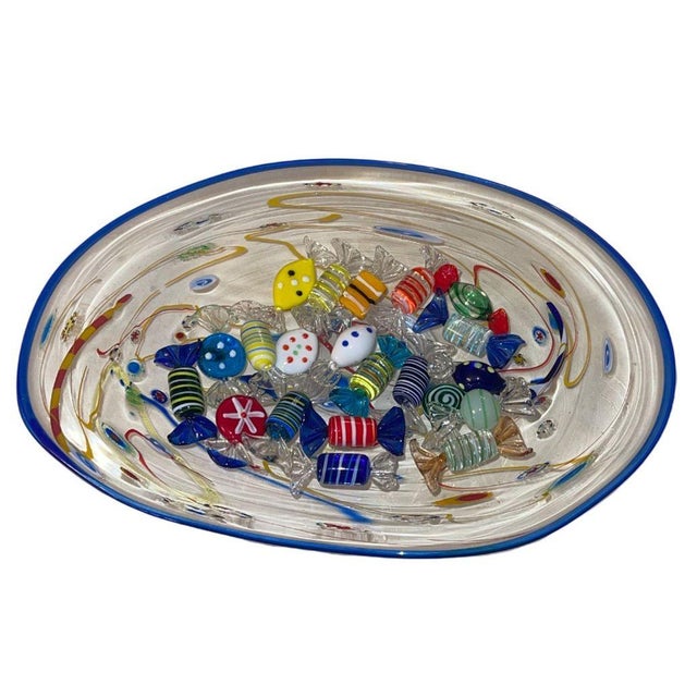 Set of 22, 1970's Ursa Major France Millefiori Plate With Italian Murano Glass Candies. For Sale - Image 11 of 14