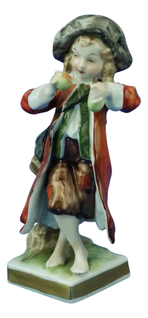 20th Century Porcelain Figurine of Child with Fruit from Unterweißbach, Germany