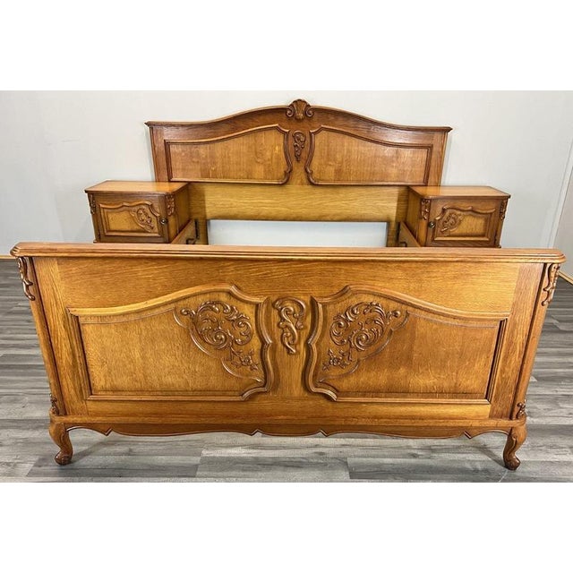 Vintage French Louis XVI Double Bed Frame with Bedside Tables For Sale - Image 3 of 15