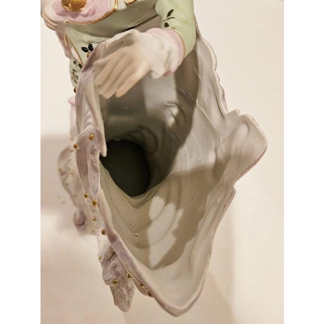 Set of 2 Antique Paulux Occupied Japan Bisque Figurine Vases Victorian Couple 1950s For Sale - Image 11 of 12