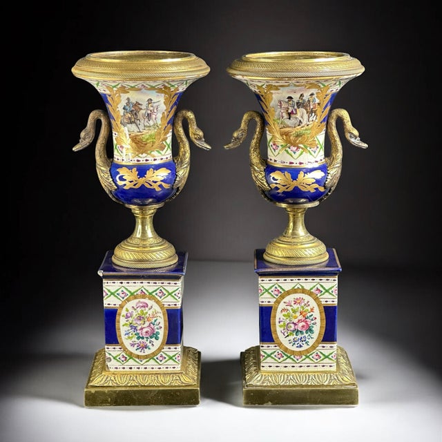 Antique Napoleon III French Sèvres Bronze and Porcelain Vases, 1870s, Set of 2 For Sale - Image 11 of 11