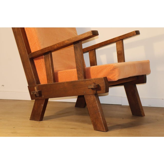 Brutalist Armchairs in Oak and Velvet, 1960s-1970s, Set of 2 For Sale - Image 15 of 18