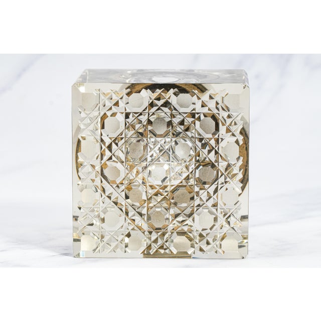 Impressive Large English Antique Crystal Sterling Silver Paperweight Desk Inkwell Goliath Clock For Sale - Image 16 of 18