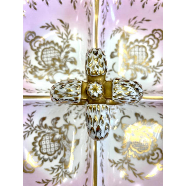 Holidays are coming! Decorate your tabletop with this exquisite pink and white porcelain divided serving platter. Has a...