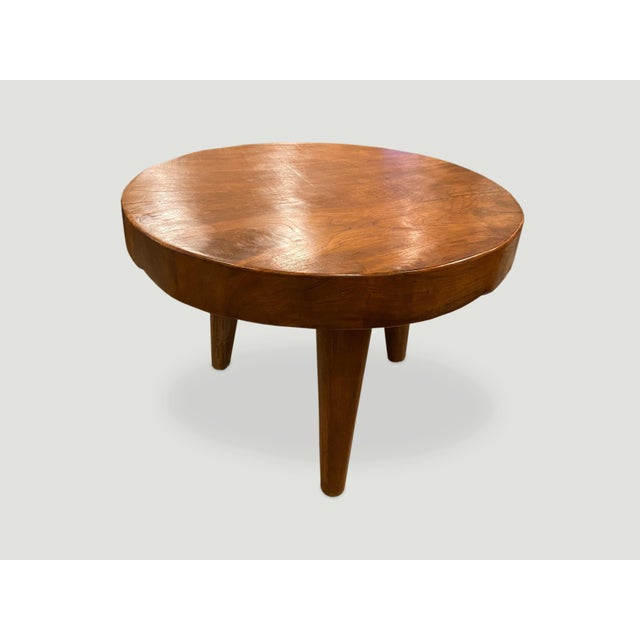 Andrianna Shamaris Midcentury Style Teak Wood Side Table For Sale - Image 4 of 5