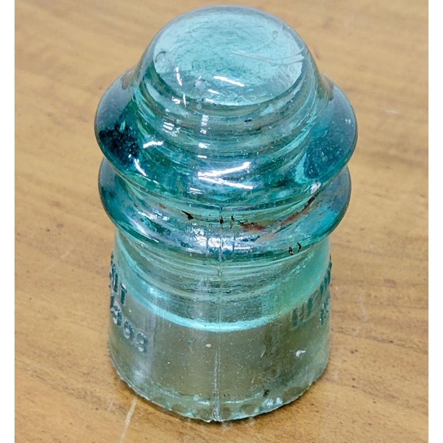 Vintage Hemingray No. 9 Aqua or Teal Glass Insulator For Sale - Image 10 of 10