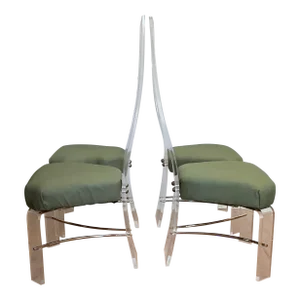 Set of 4 Hill Mfg Mid Century Modern High-Back Lucite Dining Chairs, Circa 70’s
