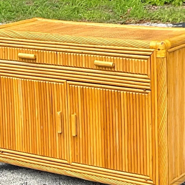 Late 20th Century Vintage Coastal Twisted Pencil Reed Credenza For Sale - Image 12 of 14