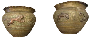 19th Century North African Brass and Copper Jardiniere Pots, Set of 2