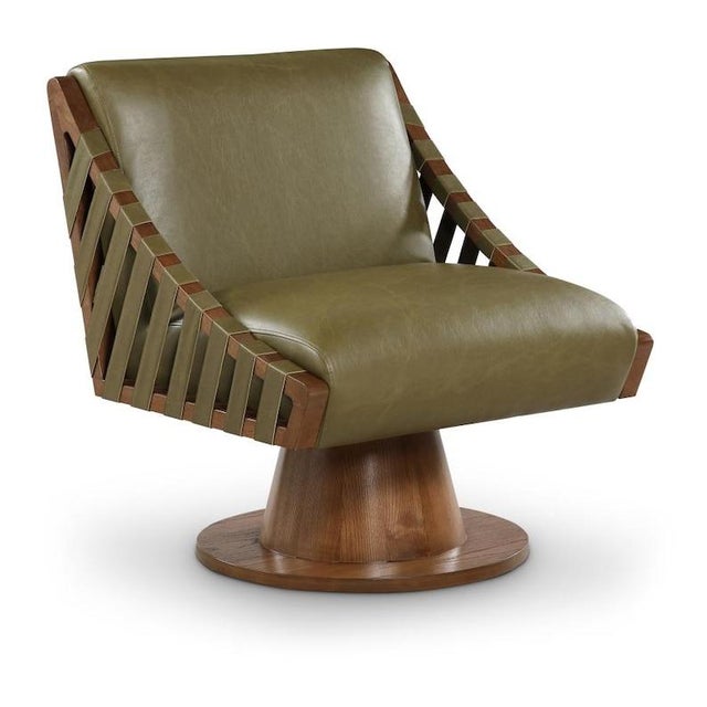 Millwin Vegan Leather Swivel Lounge For Sale - Image 6 of 10