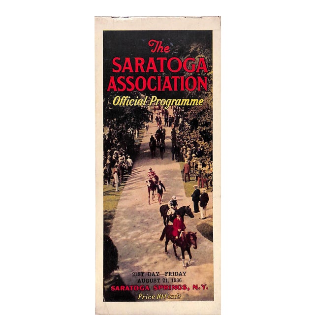 The Saratoga Association Official Programme August 21 1936 For Sale