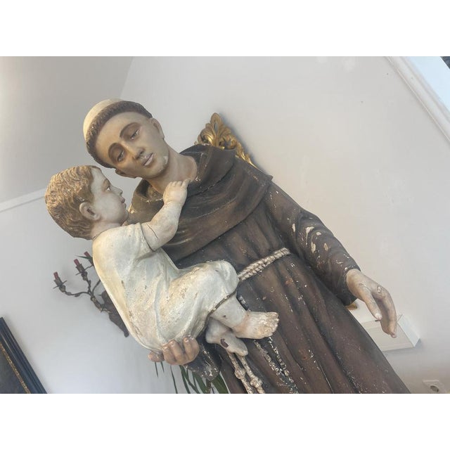 Baroque Antonius with Child Figure in Wood For Sale - Image 10 of 18