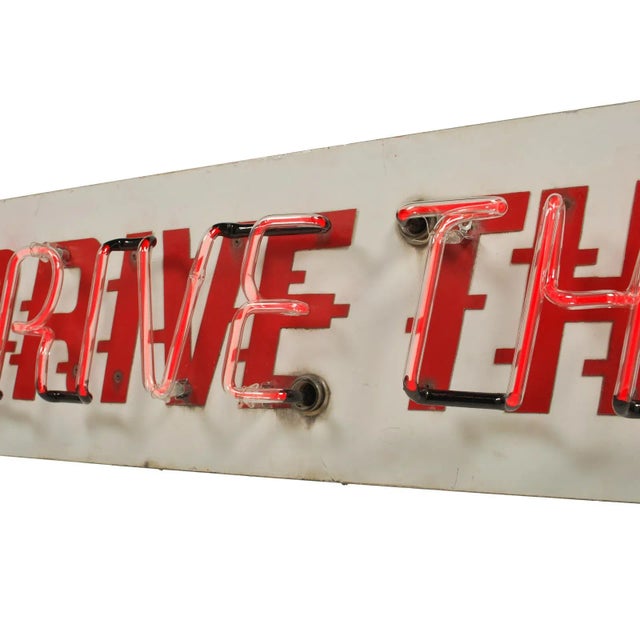 Metal Authentic Vintage Drive Thru Neon Sign For Sale - Image 7 of 10