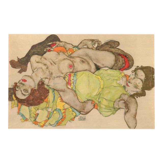 1968 Schiele Lithograph 48 Two Models Reclining For Sale