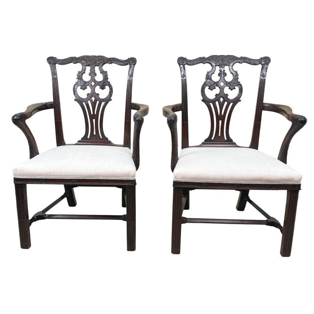 18th Century Chippendale Mahogany Carver Armchairs, 1760, Set of 2 For Sale - Image 16 of 17