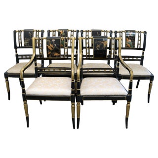 Chinese Hand-Painted Sanding Varnish Chairs, Set of 6 For Sale