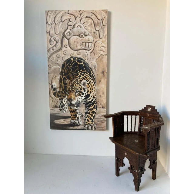 Kindrie Grove Monumental Mayan Jaguar Oil on Canvas Painting, 2002 For Sale - Image 11 of 15