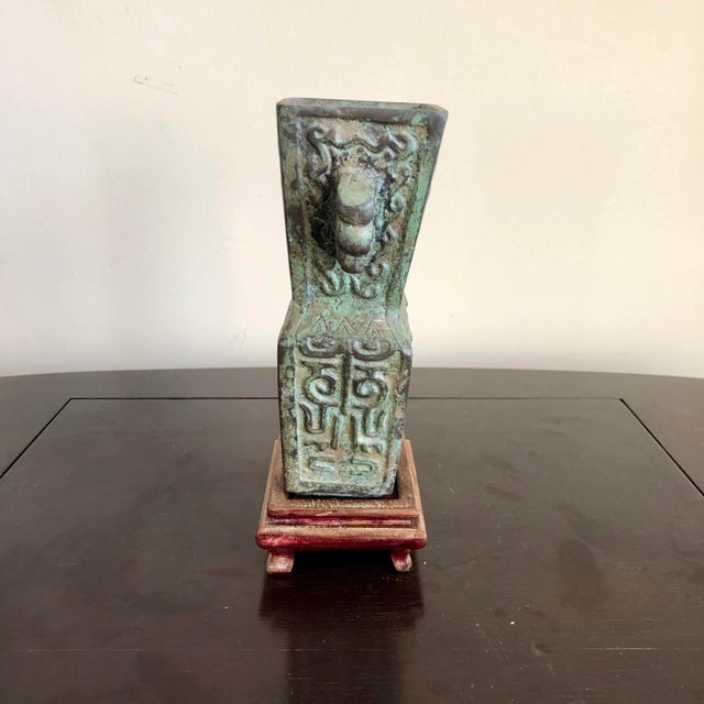 James Mont Mid Century James Mont Style Verdigris Vase For Sale - Image 4 of 7