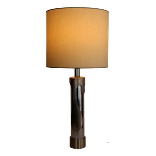 Brutalist Chrome and Steel Fusion Effect Table Lamp, 1970s For Sale