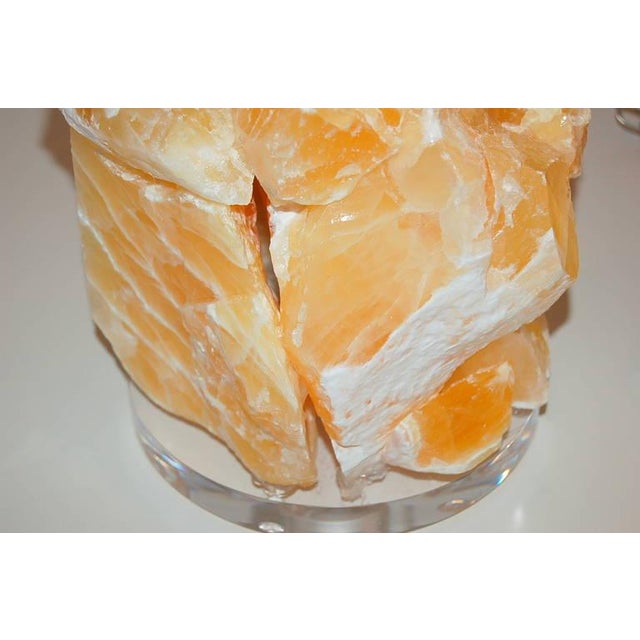 Stone Rock Lamp Table Sculptures in Orange Calcite For Sale In Little Rock - Image 6 of 11