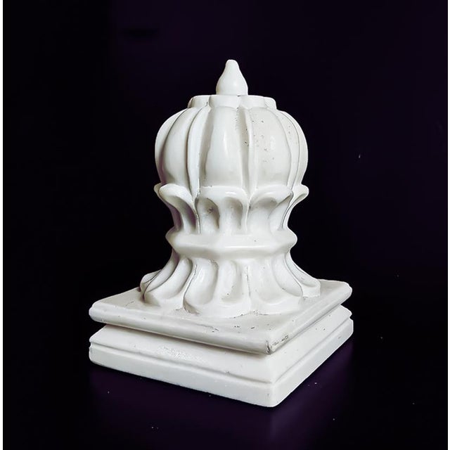 Antique White Mid 20th Century Hand-Carved Marble Paperweight / Bookend, Orb Style For Sale - Image 8 of 17