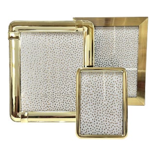 Vintage 1980s Postmodern Brass Photo Frames Set of 3 – Glam Desk Decor For Sale