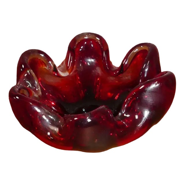 Large Murano Glass Bowl in Red, 1960s For Sale