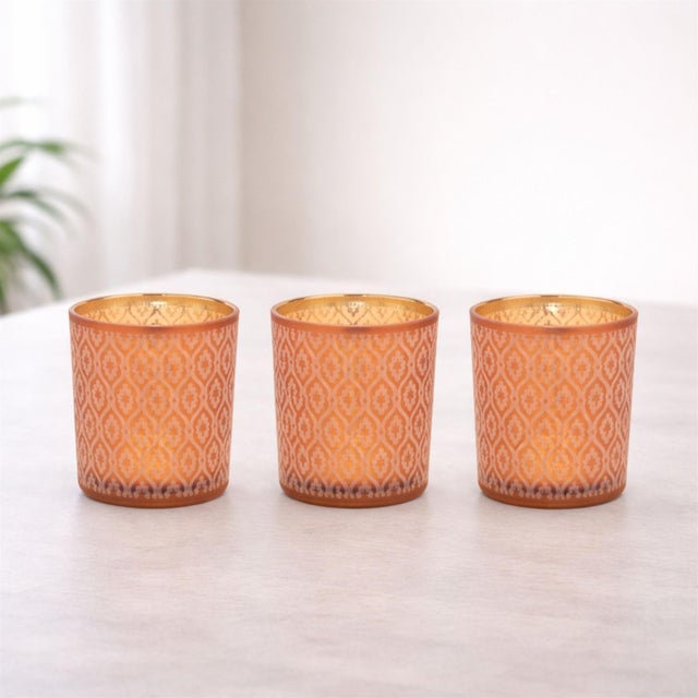 Modern Geometric Patterned Votive Holder (Set of 3) For Sale - Image 3 of 4