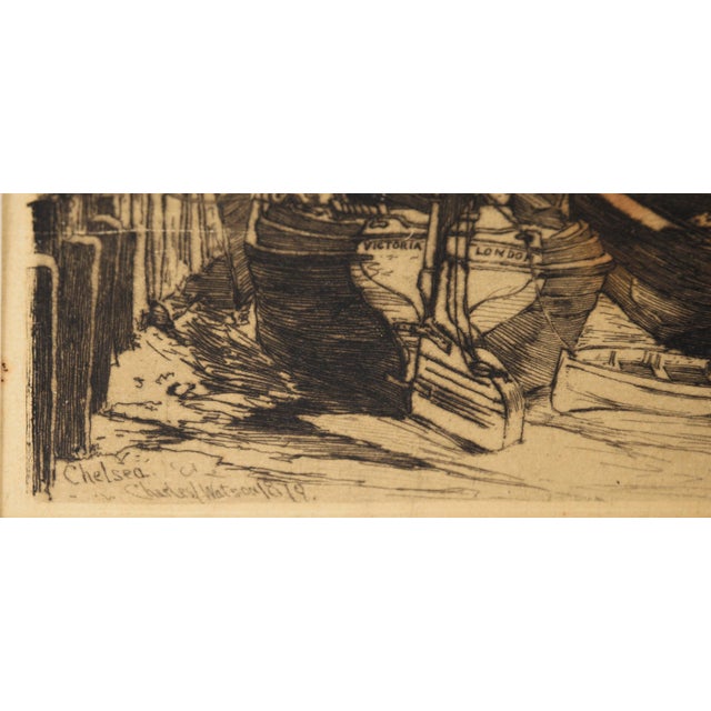 Old Battersea Bridge View, Chelsea, 1879 - Etching on Paper by Charles John Watson For Sale In Monterey, CA - Image 6 of 6