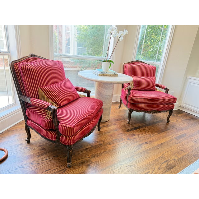 Vintage French Louis XV Velvet Arm Chairs (2) For Sale In Dallas - Image 6 of 7