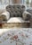 Custom Tufted Scalamandre Sky Blue Floral Lounge Chair and Ottoman Set For Sale - Image 11 of 18
