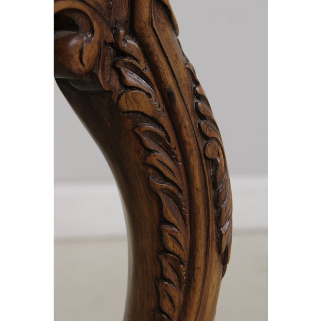 Maitland Smith Leather Top Carved French Lamp Table For Sale - Image 12 of 14