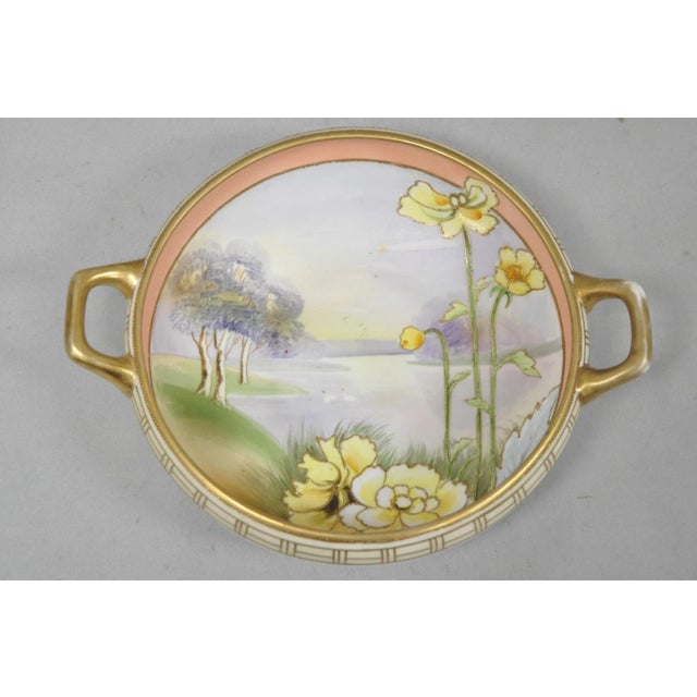 Antique Nippon Morimora Hand Painted Flowers & Ducks Coral Porcelain Bowl (A) For Sale - Image 16 of 16