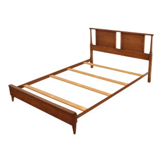 Mid-Century Modern Full Size Walnut Bed Frame For Sale