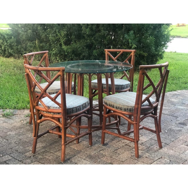 Ficks Reed Dining Set Hollywood Regency Style With 4 Chairs For Sale - Image 9 of 10