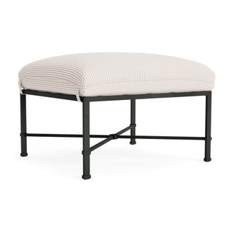 Brown Jordan Venetian Ottoman in Black Jade with Dusty Pink Stripe Cushions For Sale