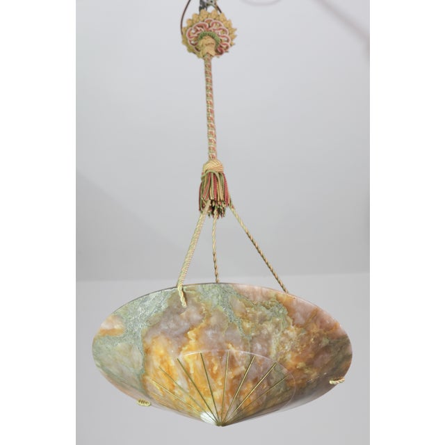 Antique Art Decò Liberty Alabaster Chandelier For Sale - Image 4 of 18